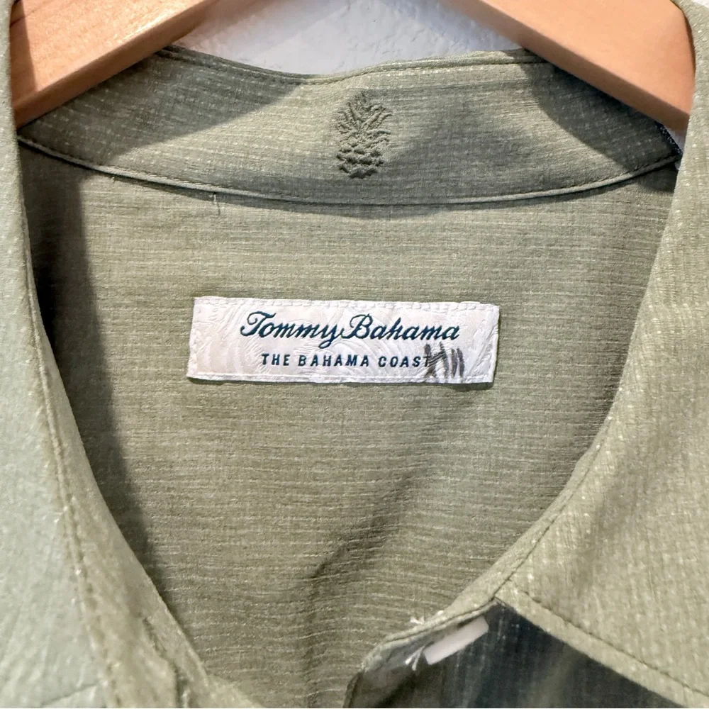 Tommy Bahama IslandZone Shirt Dress Olive Green Belted Resort Coastal Travel L - Picture 3 of 12
